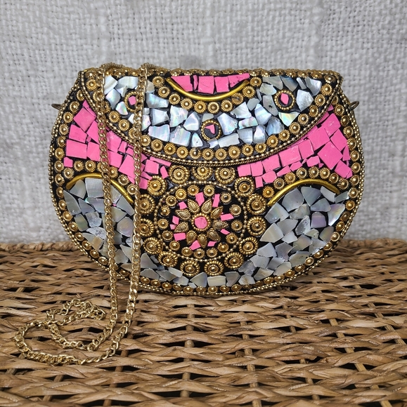 RAMLA | Beverly Hills | Handcrafted Metal Bag w/Mosaic Stones - Picture 6 of 11